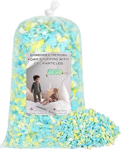 Miniatura 27 de Relleno para saco de boxeo de 5 libras, relleno de frijoles para almohada y puf, relleno de espuma viscoelástica triturada, relleno para saco