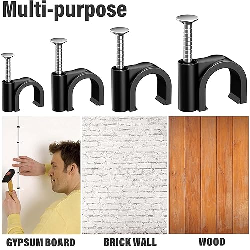 Miniatura 7 de 200 clips de cable de 4/6/8/0.394 in de clavo en clips de cable, clips de cable coaxial, clips de cable coaxial, clips de cable para altavoces,