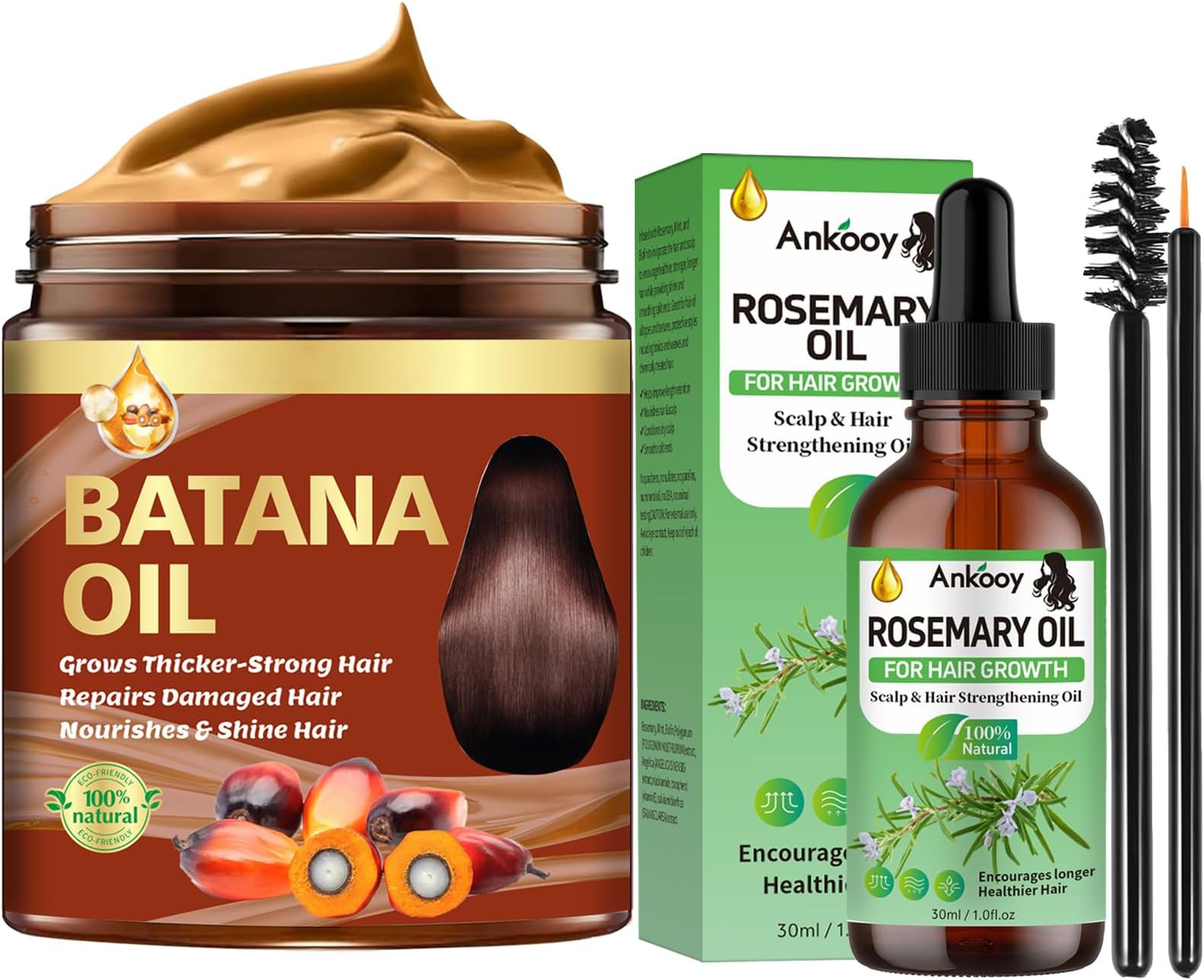 Batana Oil for Hair Growth & Rosemary Oil for Hair Growth,Raw Batana Hair Mask Rosemary Hair Growth Serum,Hair Loss Treatment,Hair Care for Dry Damaged Hair,Promotes Hair Thickness for Men Women