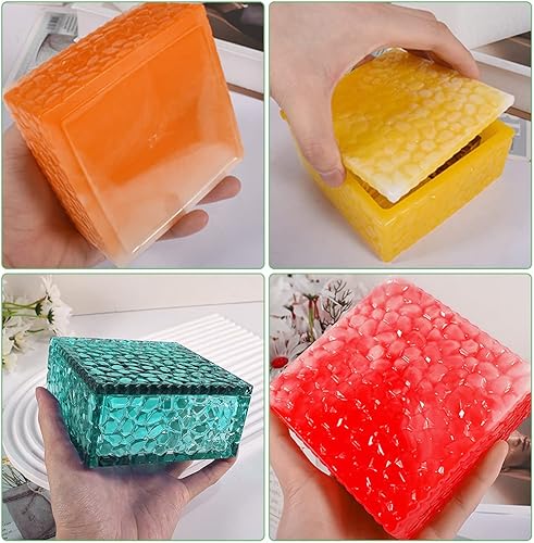 Miniatura 6 de FineInno Caja de almacenamiento cuadrada Moldes de fundición de resina con tapa, caja apilable de ondas de agua, moldes de silicona, estuche de