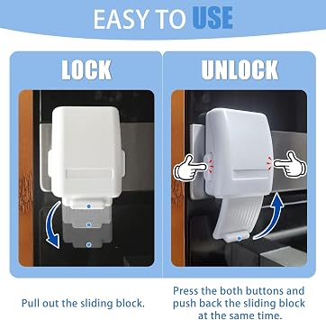 2Pcs Childproof Oven Door Lock, Oven Front Lock Easy to Install and Use Durable and Heat-Resistant Material no Tools Need or Drill (White)
