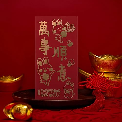 Miniatura 3 de Toddmomy Sobres rojos chinos 6 sobres rojos para Año Nuevo 2023 sobres de Año Nuevo Lunar sobres de conejo chinos de la suerte bolsillos para dinero