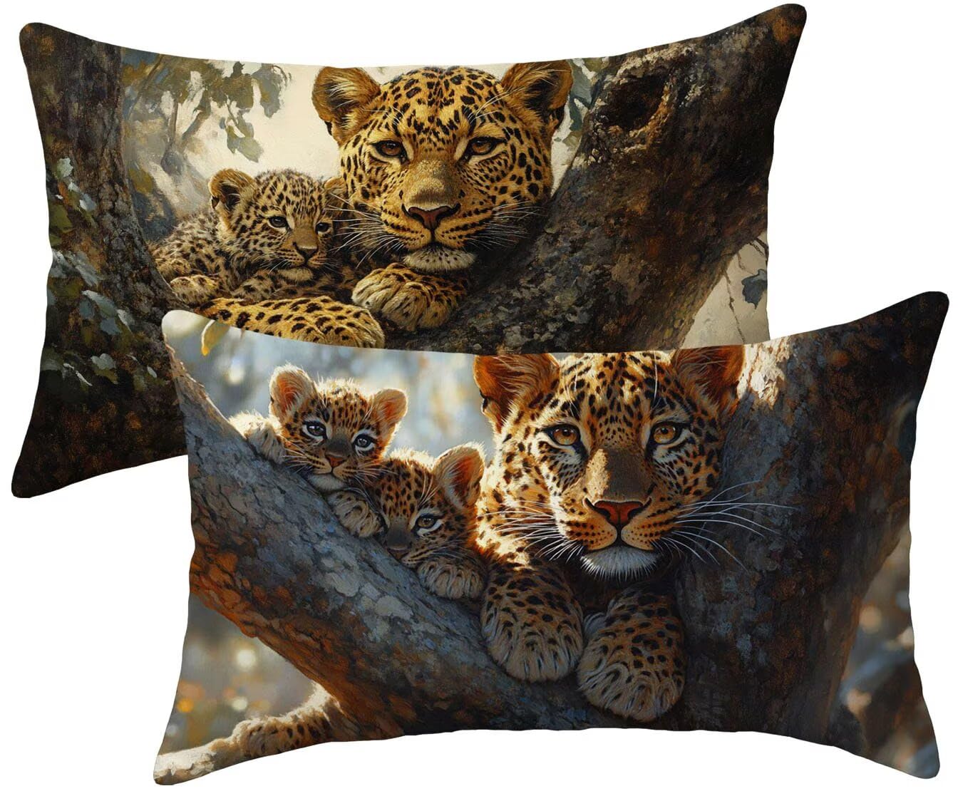 Zestaw 2 poszewek na sofę Leopard Pościel 60x90 Pokrowce na poduszki na sofę, lasy poszewki na poduszki 60x90 2 szt. Poszewka na poduszkę do łóżka, poszewka na poduszkę, prostokątna poszewka na