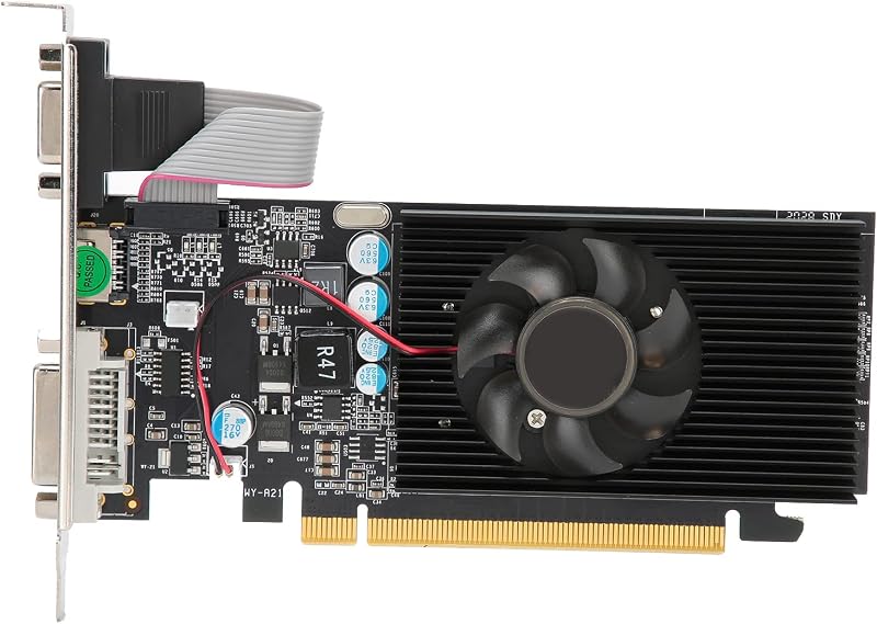VBESTLIFE GT210 1GB DDR2 Videokártya - Alacsony zajszintű PCI Express 2.0 Grafikus Kártya DVI/HDMI/VGA Csatlakozókkal, 1080p Full HD Felbont
