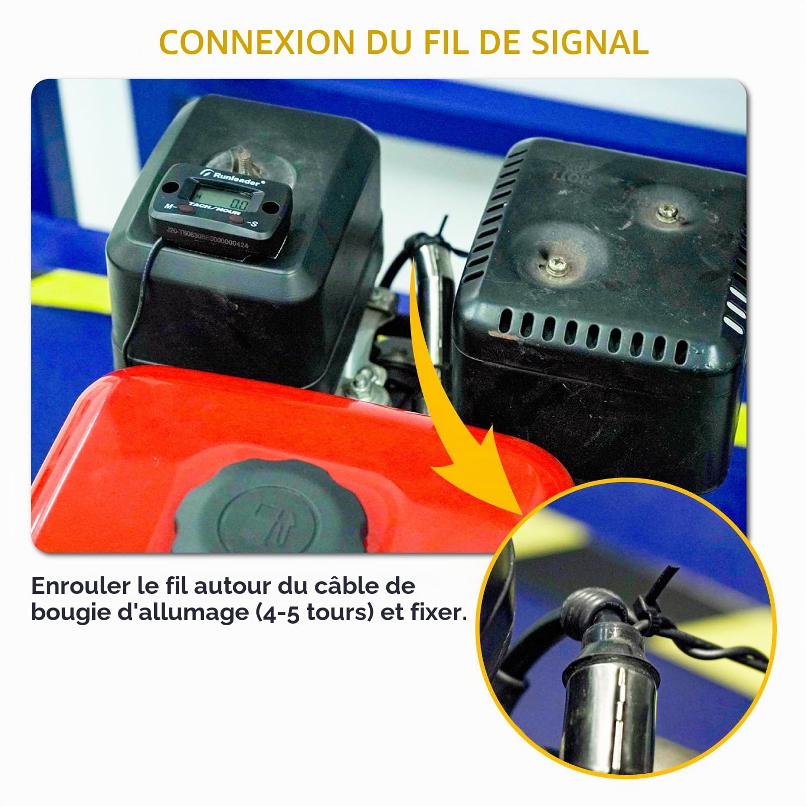 Tach/Compteur d'Heures Numérique Avec Rappel Maintenance – Étanche, Batterie Remplaçable, Programmable Pour Moto Cross Moteurs Essence Tondeuse Tronçonneuse Générateur Moto Compresseur d'Air