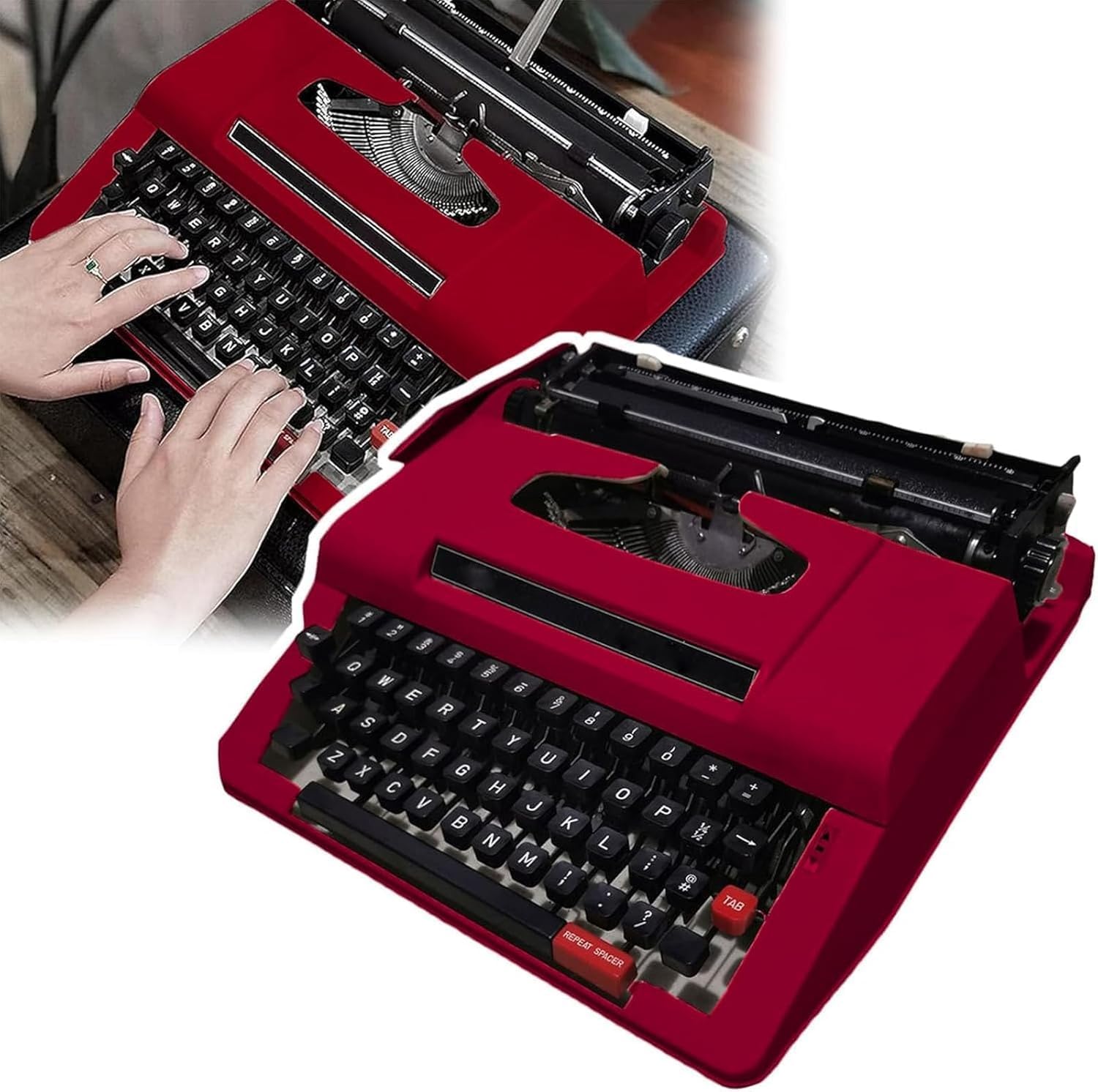 Classic Red Manual Typewriter - Vintage Style for Letter Writing, Creative Projects & Crafting