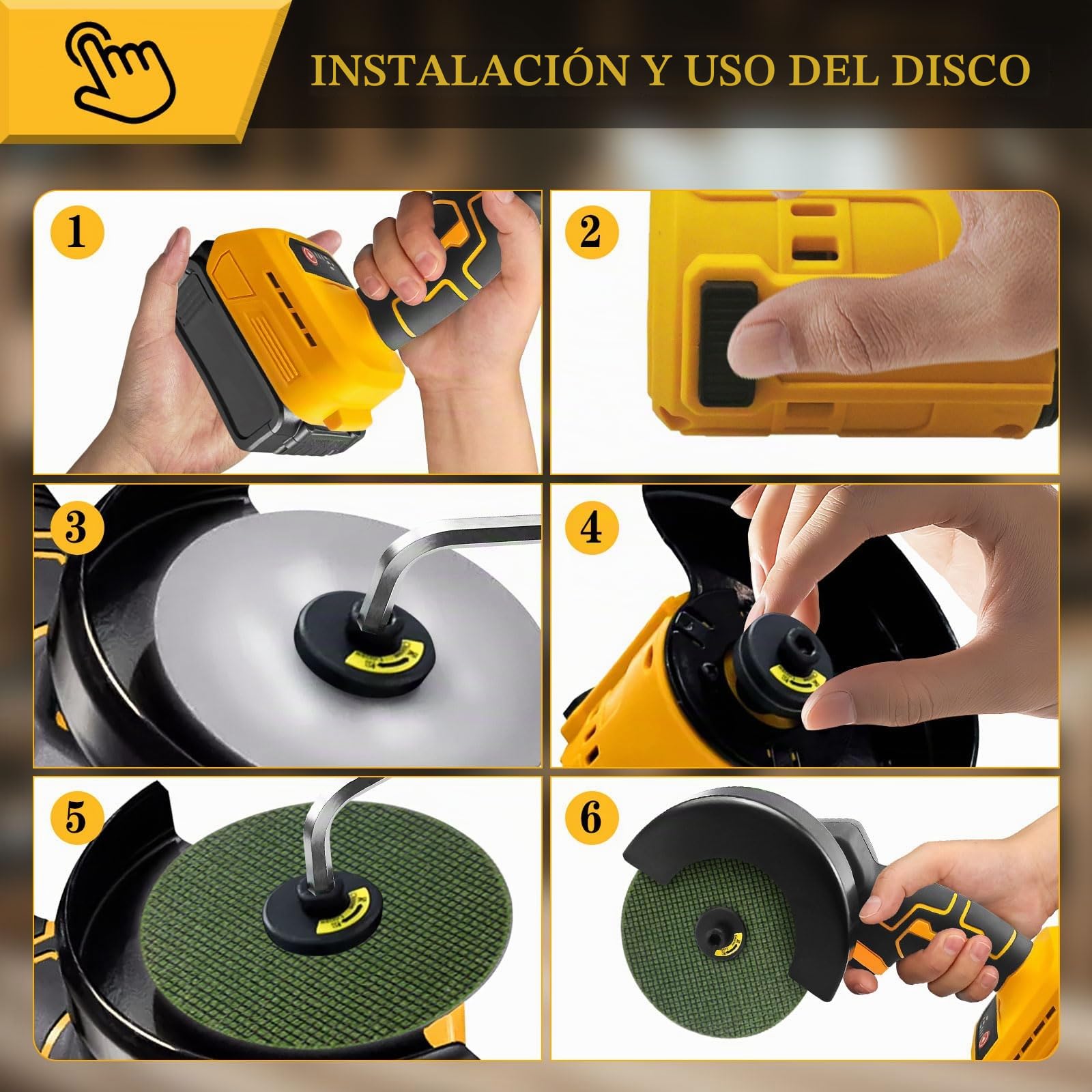 Amoladora angular inalámbrica para Dewalt 20 V, 12 000 rpm, herramienta de corte inalámbrica, amoladora eléctrica, motor sin escobillas con 6 cuchillas de 100 mm para cortar madera, plástico y metal
