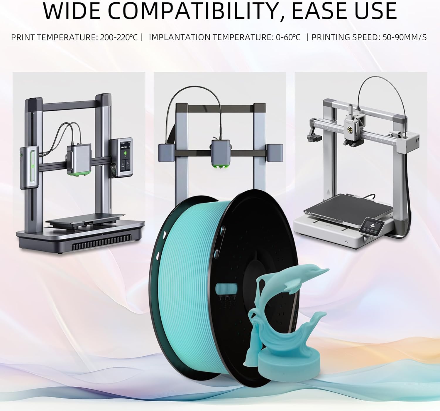Silk Filament PLA 1.75mm Silk 3D Printer Filament, Silk 1kg Spool (2.2lbs), Dimensional Accuracy +/- 0.02 mm, Fit Most FDM Printer (Silk Rainbow)
