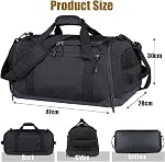 Sac à bandoulière pour hommes Femmes 40L Sac de sport léger de sport avec poche humide Sacs de nuit de fin de semaine, Noir