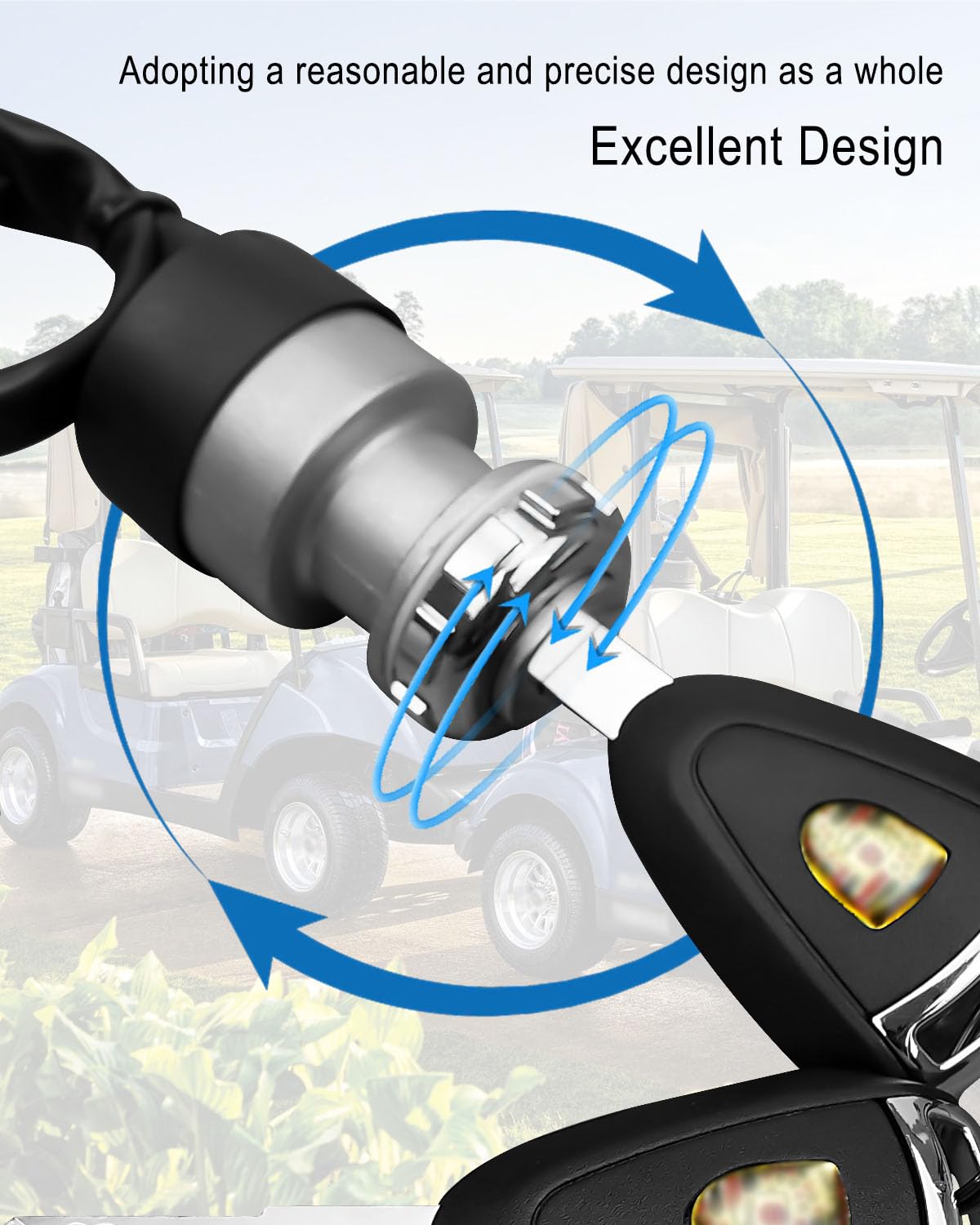 Ignition Starter Switch Fit for Icon/Edison/Advanced 48V Electric Golf Cart, Starter Ignition Switch Assembly with 2 Keys and 2 Pin Plug