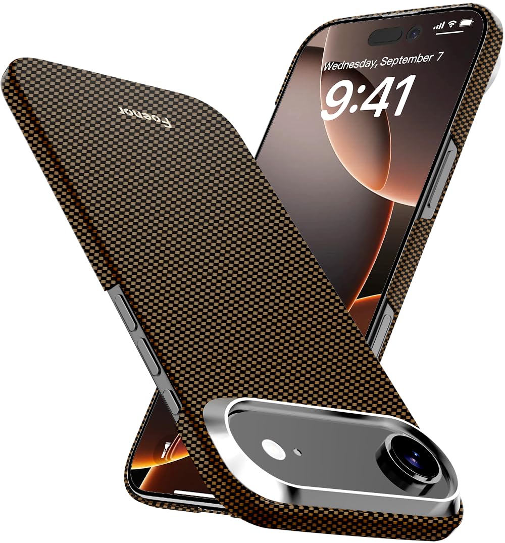 Aramidfaser Hülle für iPhone 17 Air, kompatibel mit MagSafe, Ultradünne & Leichte Schutzhülle für iPhone 17 Air, Kevlar Aramidfaser mit Ultra-Slim Caseless Feel (Plain/BlackGold)