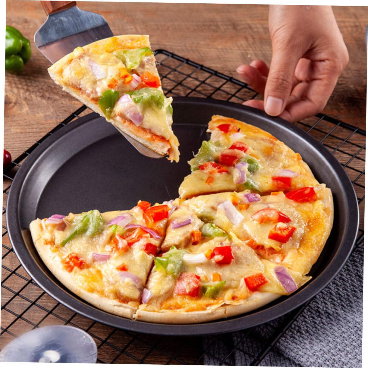 Bandeja De Hornear Pizza Antiadherente De Para Hornear Pizzas Pasteles y Pancakes Uso Familiar y Profesional