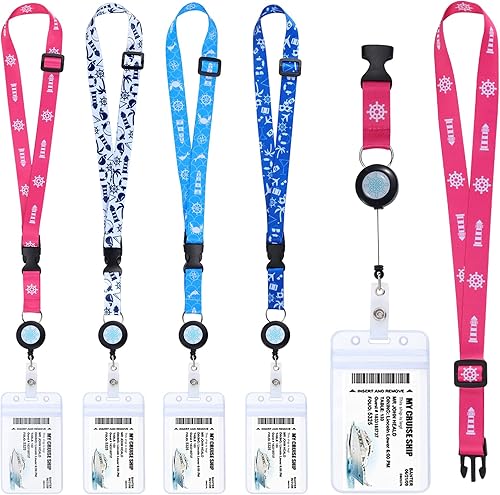 Paquete de 4 cordones de crucero ajustables para tarjetas de identificación retráctiles, cordón desmontable para carnaval, crucero, impermeable,