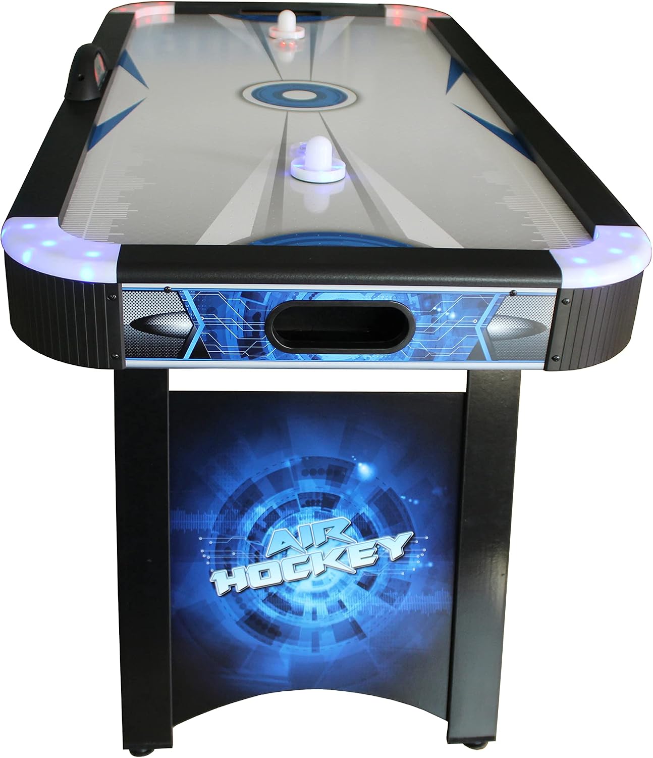 Hathaway Vega 5-ft LED Arcade Air Hockey Table with Electronic Scorer, LED Pucks and LED Strikers, Indoor Family Recreation Game Room,Blue/Black