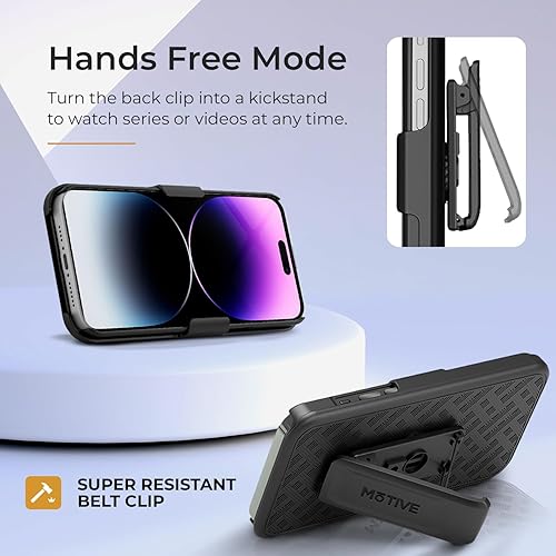 Miniatura 2 de MOTIVE Funda para iPhone 14 Pro Max, funda con clip para cinturón para iPhone de Apple, funda de carcasa Combo 14 Pro Max, funda protectora delgada