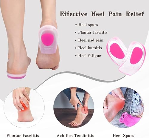 Miniatura 2 de Heel Cups, Gel Plantar Fasciitis Inserts, 4PCS Heel Insoles for Heel Spurs, Achilles Pain, Shock Absorbing and Heel Support, Fits for Women Shoe