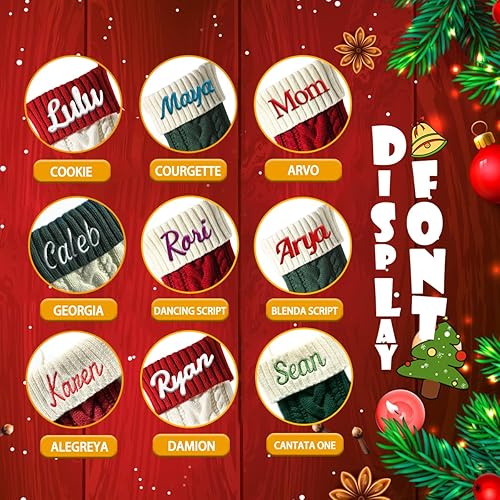 Miniatura 2 de 1 calcetín de Navidad personalizado, bordado personalizado con nombre familiar, 18 pulgadas, grande, de punto, para niños, 18 pulgadas