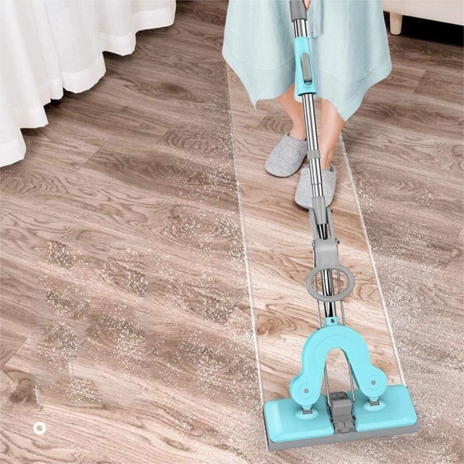 Fregona Fregona Deshidratadora con Mango Telescópico, Herramienta De Limpieza para Fregar, Barrer Y Trapear Limpieza Suelo