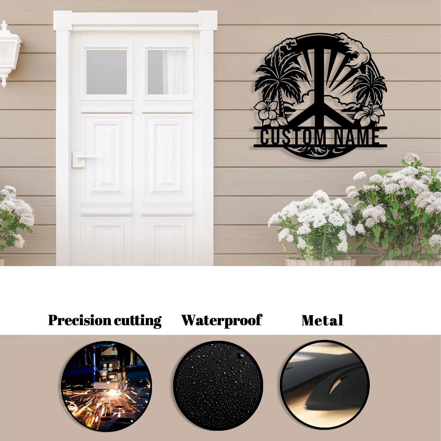Custom Peace Metal Sign,Personalized Name Wall Art, Dove Harmony Decor,Minimalist Peace Plaque,Home Wall Hanging,Garden Yard Outdoor Decor, Custom Address Sign (Style-1)