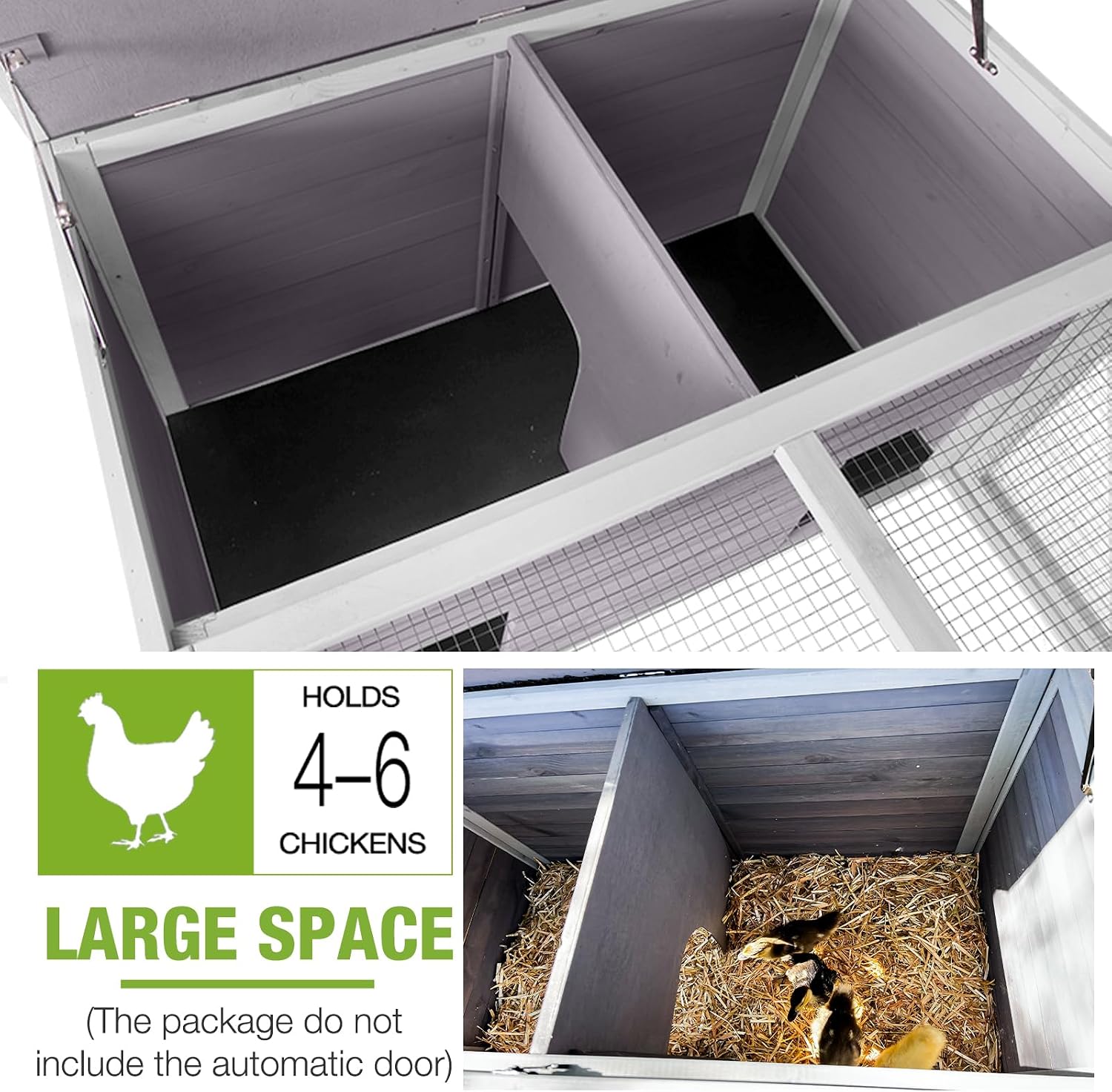 Chicken Coop Rabbit Hutch with Run for Ducks and Guinea Pigs,Wooden Outdoor Bunny Cage with PVC Layer