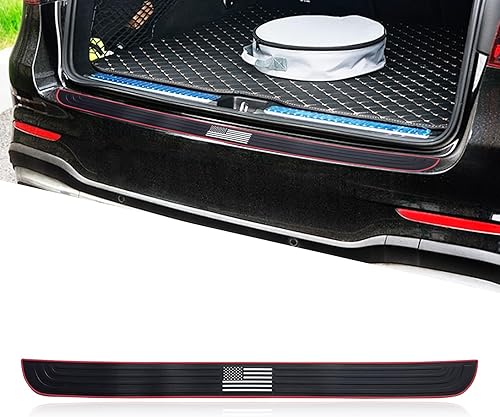 Fogfar 1 tira antiarañazos para maletero de automóvil, 35.43 x 2.75 pulgadas, PVC con bandera estadounidense, borde rojo, calcomanía protectora