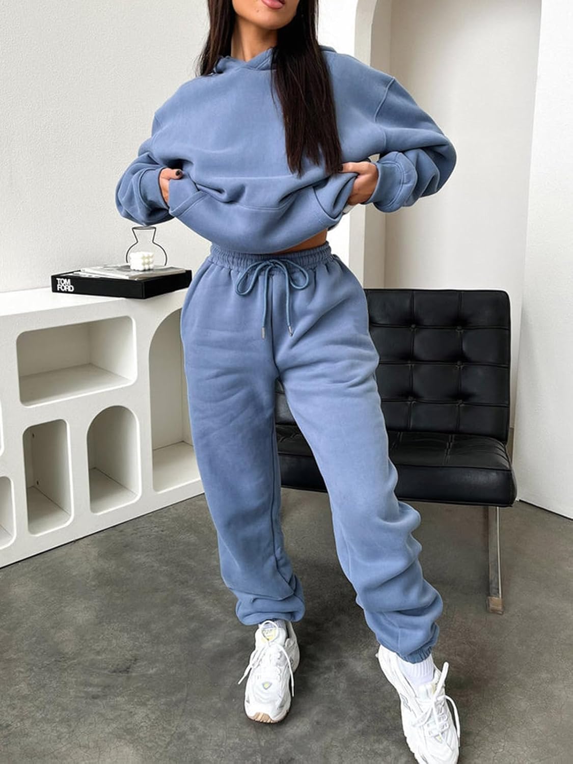 KANSOON Sweatsuits for Women Set 2 Piece Outfits Long Sleeve Hoodie Oversized Sweatshirt Jogger Pants Casual Tracksuit Sets - Image 8