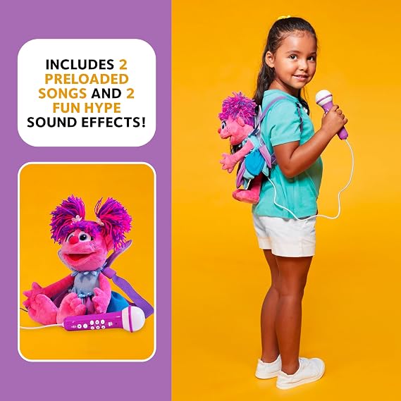 Singing Machine Karaoke Plush Sesame Street Toys (Abby Caddaby Plush Toy) - Adjustable Carrying Straps - Sing-Along Built-in Real Working Microphone & Speaker with Record & Playback Function