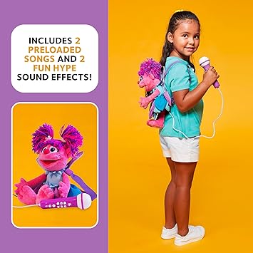 Singing Machine Karaoke Plush Sesame Street Toys (Abby Caddaby Plush Toy) - Adjustable Carrying Straps - Sing-Along Built-in Real Working Microphone & Speaker with Record & Playback Function