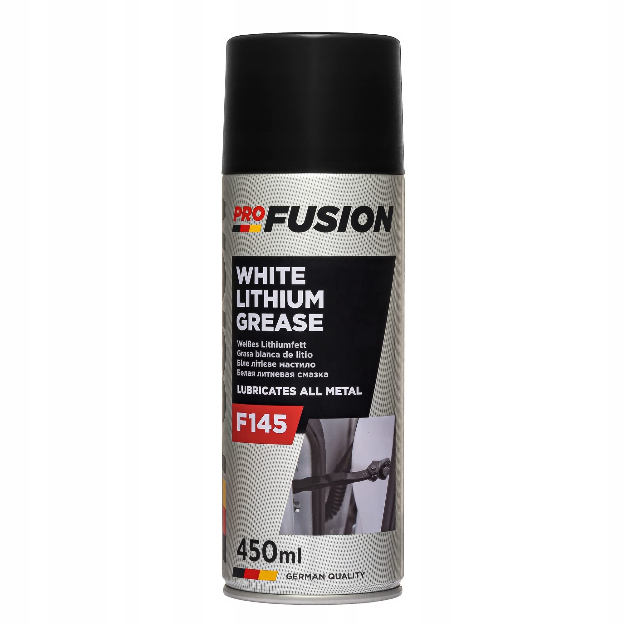 ProFusion Grasa Blanca de Litio en Spray - Resistente a la Corrosión de la Sal - para Lubricar Piezas de Metal y Plástico - Grasa Blanca de Litio - Solución Rápida y Eficaz - 450 ml