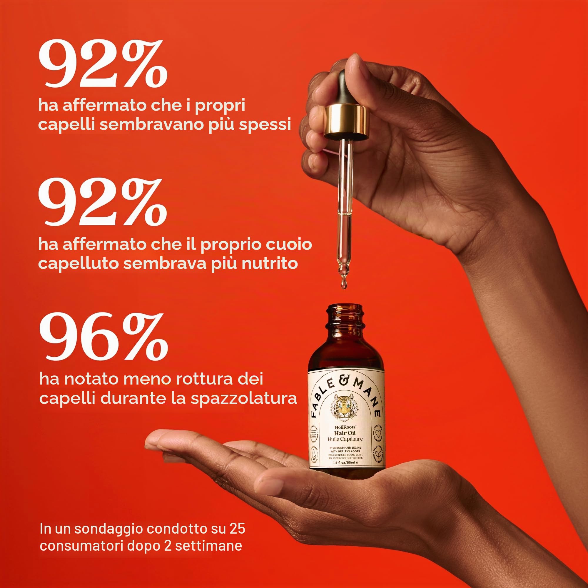 Fable & Mane HoliRoots - Olio per capelli, rinforza e ripara capelli secchi e danneggiati e cuoio capelluto, trattamento prelavaggio con amla e olio di ricino (100 ml)