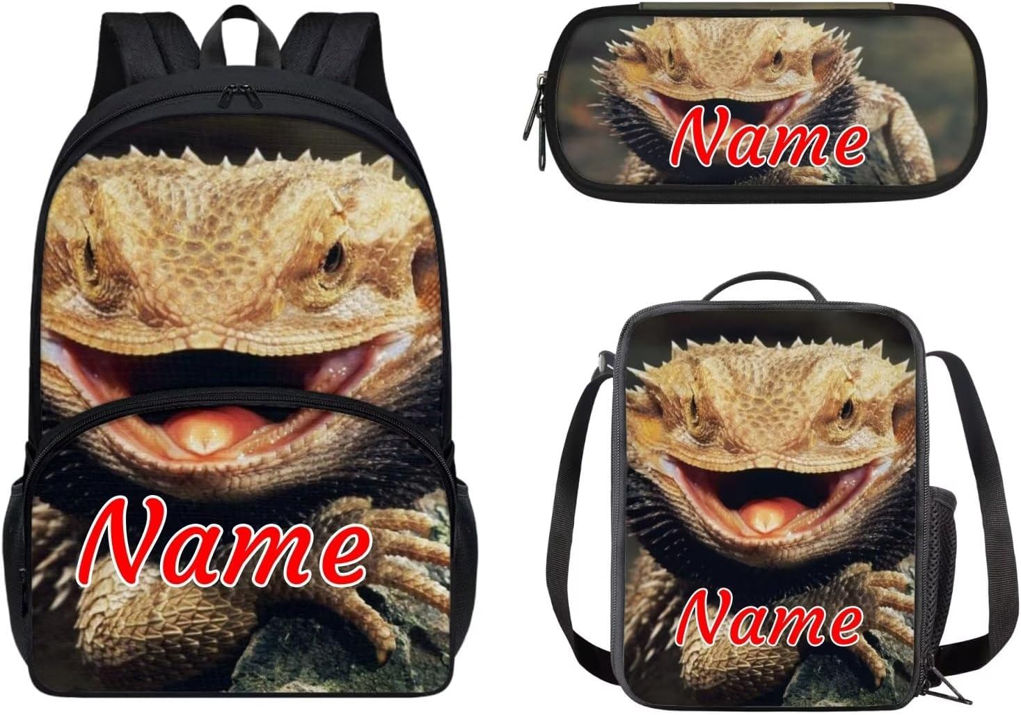 Water Fire Basketball Print Backpack Set for Kids Teens Boys 3 in 1 School Bags with Lunch Box Pencil Case Elementary Middle School Student Casual Daypack