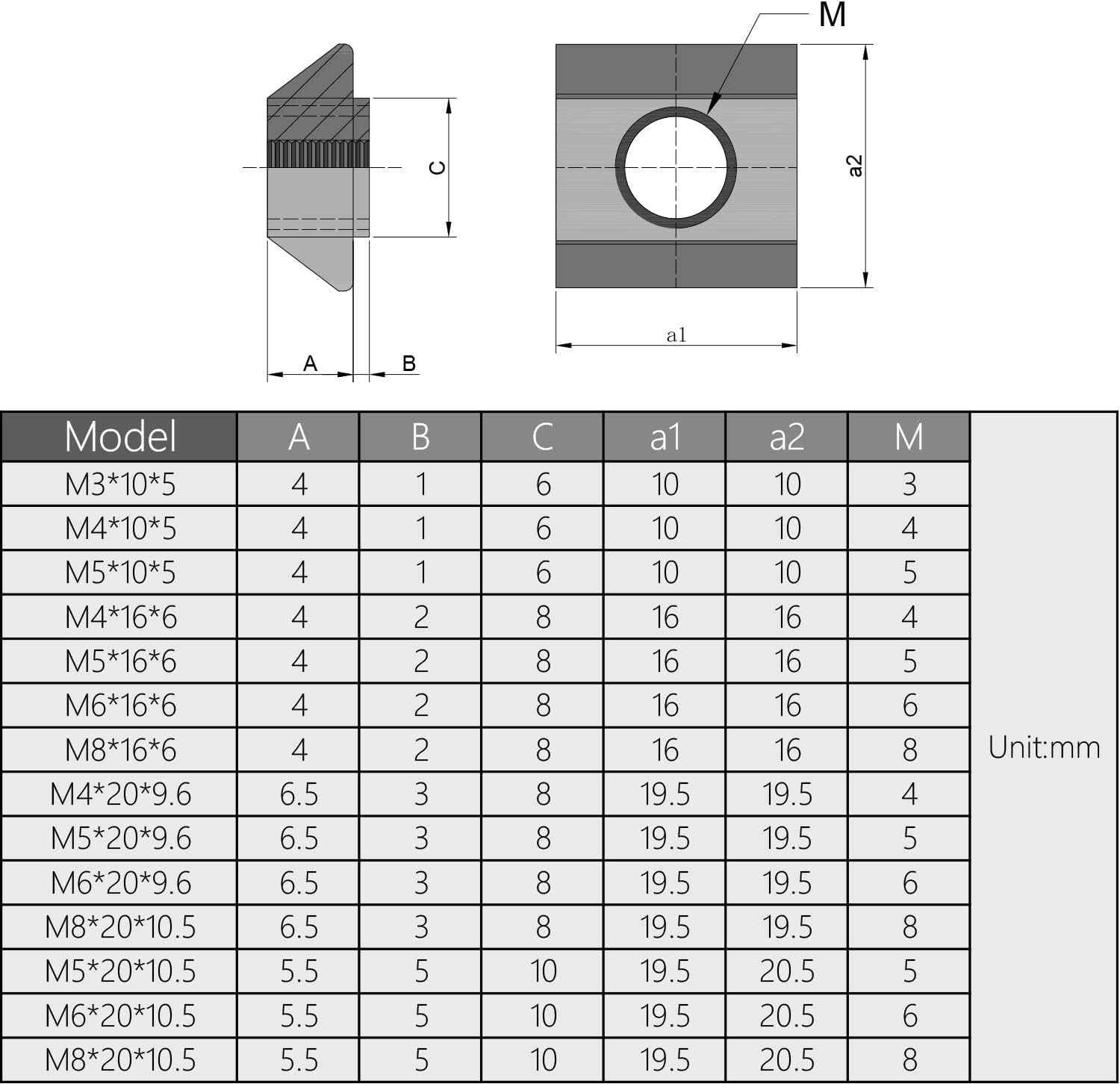 Yinpecly Sliding T Slot Nuts M4 Half Round Roll in TNut for 30×30 Series Aluminum Extrusion
