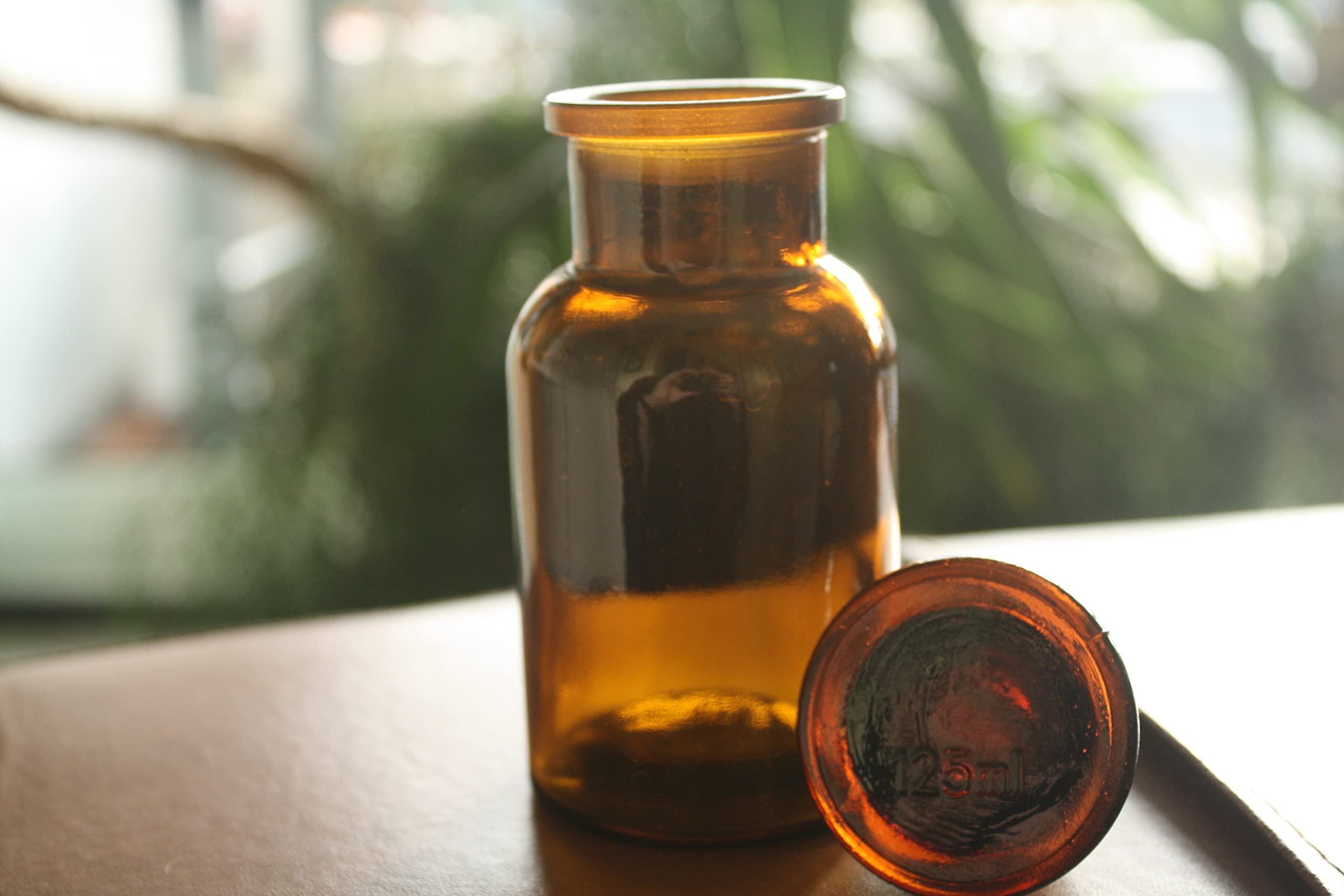 JoanLab Apothekerflasche (6er Pack) aus Braunglas mit Schliffdeckel, 125 ml, für Labor, Apotheke, Küche