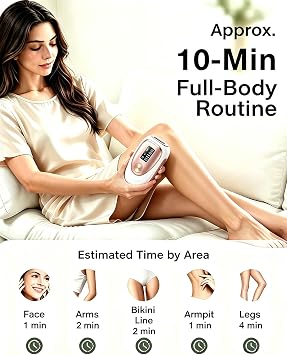 IPL Laser Hair Removal Device for Women Men, Painless Ice Cooling Hair Remover for Full Body, At Home Lazer Hair Remover for Face Bikini Line Armpit, 5 Levels, Auto & Manual Mode, 999,900 Flash