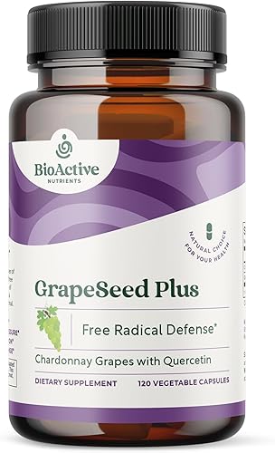 BIOACTIVE NUTRIENTS Grapeseed Plus Suplemento con quercetina  Suplementos diarios GSE hechos con polvo de extracto de semilla de uva antioxidante