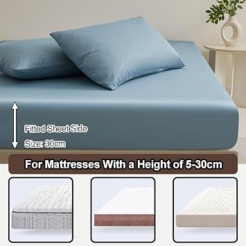 Thin Cotton Fitted Sheet - Single/Double/Queen/King Bottom Bed Sheet Home Bedding Bedspread, Mattress Cover for Mattresses with A Height of 5-30Cm(120x200cm,Grey)