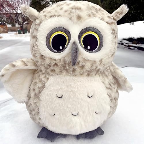 Ryttir Peluche de búho nevado gordito de 15.7 pulgadas, juguete de peluche de búho de aventura, decoración valiente de habitación de niños y niñas,