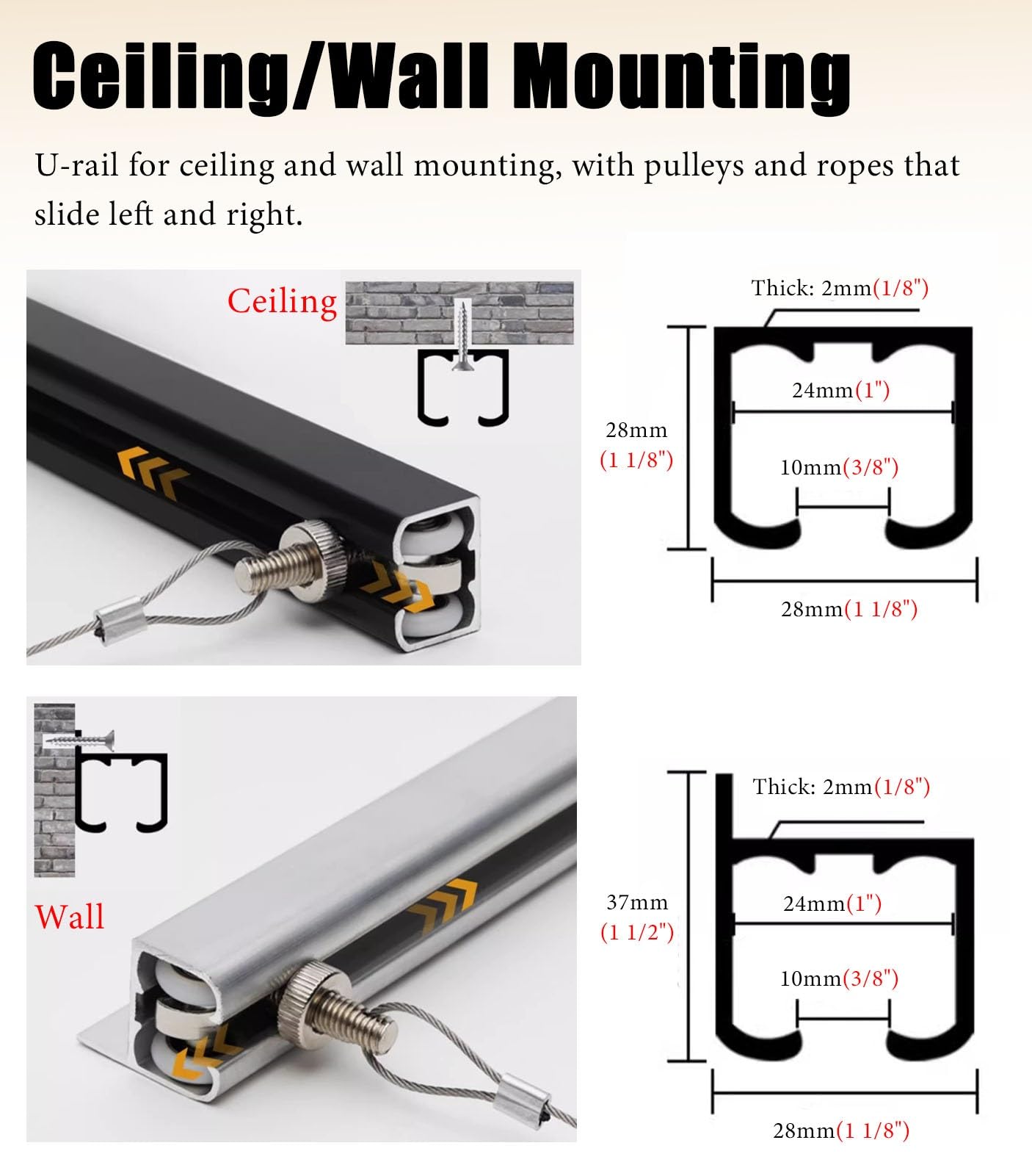 Binario per appendere quadri, supporto regolabile a soffitto/pareti con pulegge scorrevoli e ganci per esporre cornici, 120 cm, strumento professionale per galleria fotografica