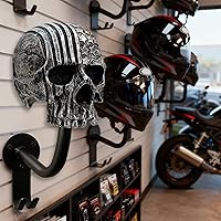 Vista 4 de Soporte para casco, soporte para casco de calavera, soporte de pared para casco con 2 ganchos, colgador de casco para abrigos, gorras, béisbol