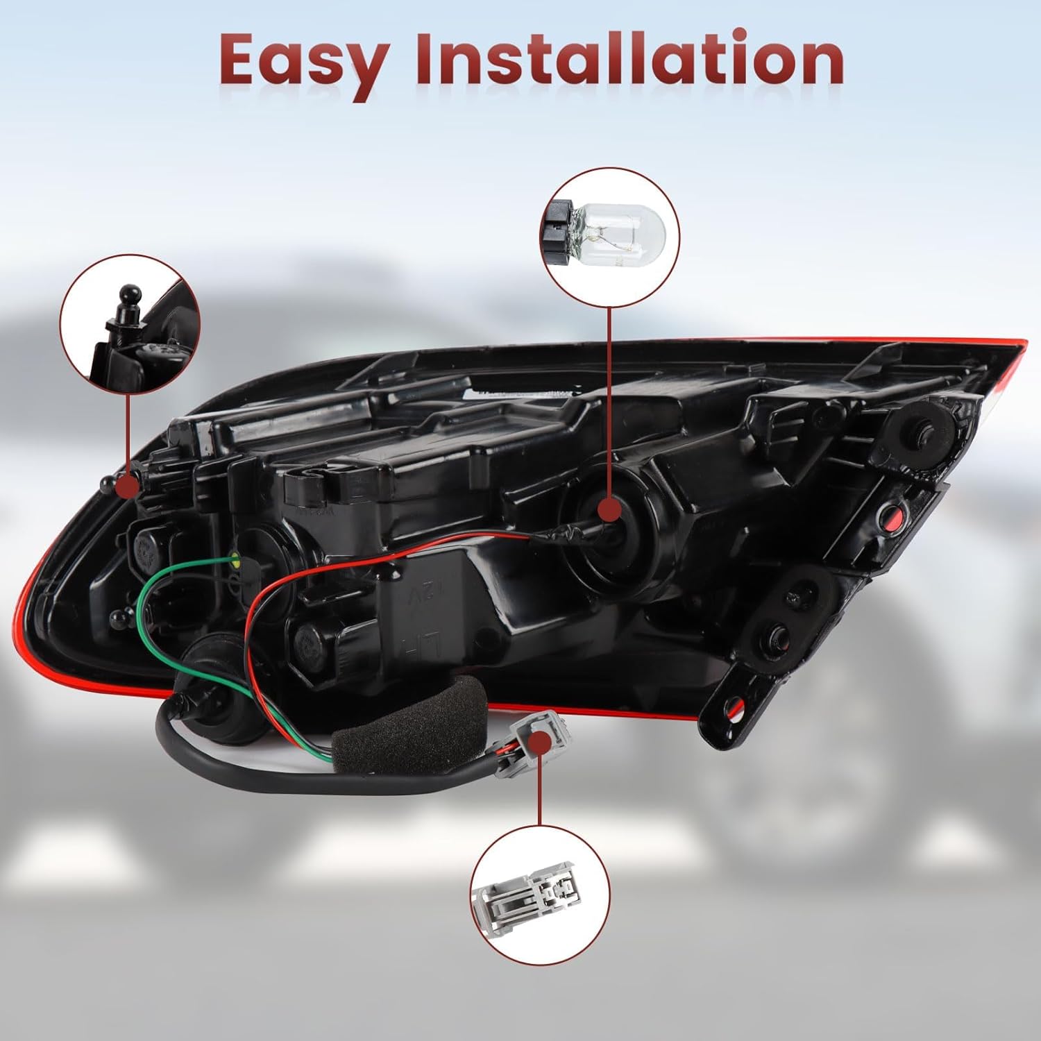 LED Tail Lights OuterAssembly Compatible with 2015-2017 Chrysler 200,Left Driver Side Rear Light Taillights Replacement # 68110361AA CH2804109C