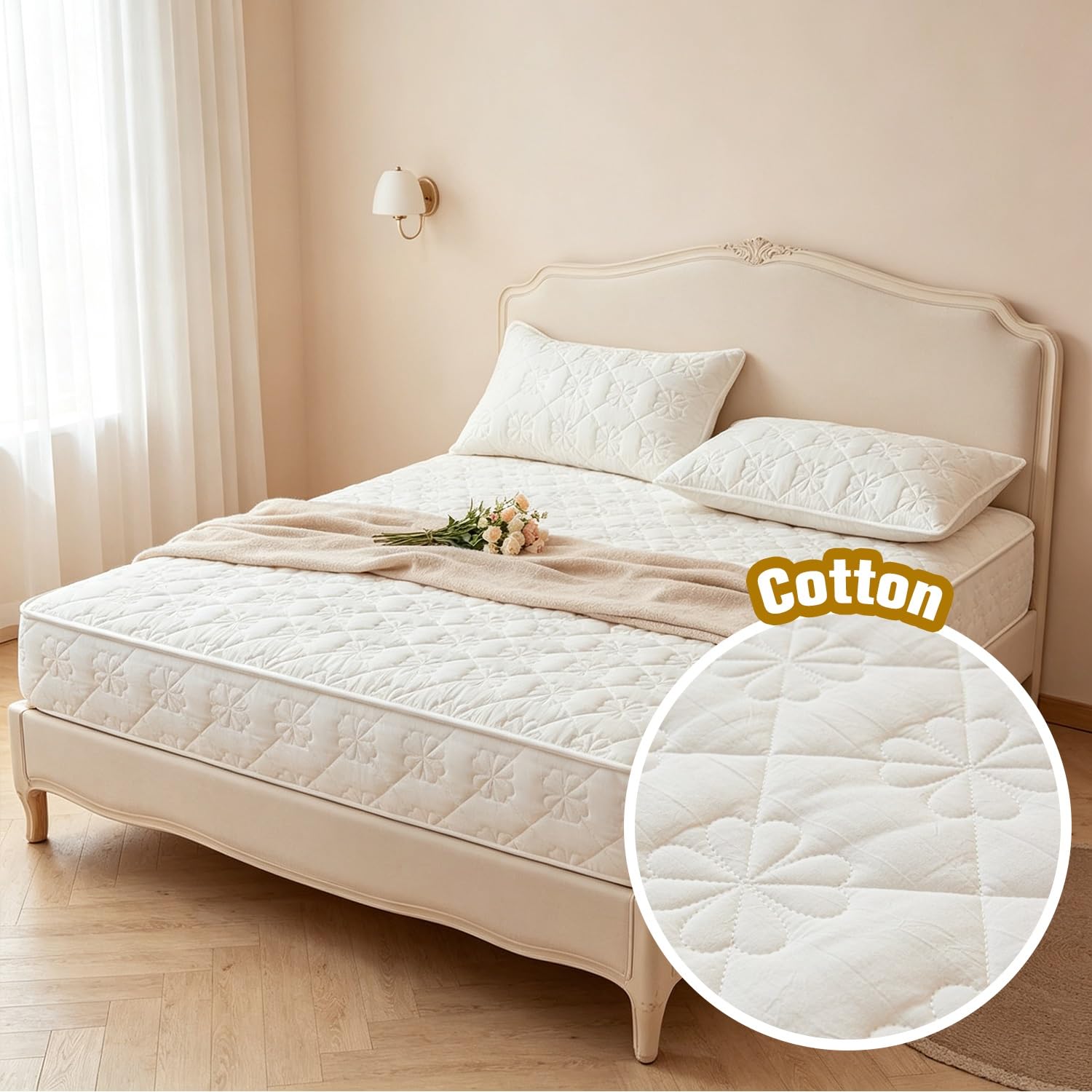 Protège Matelas Housse Alèse Coton 360° Zip Lavable Respirant