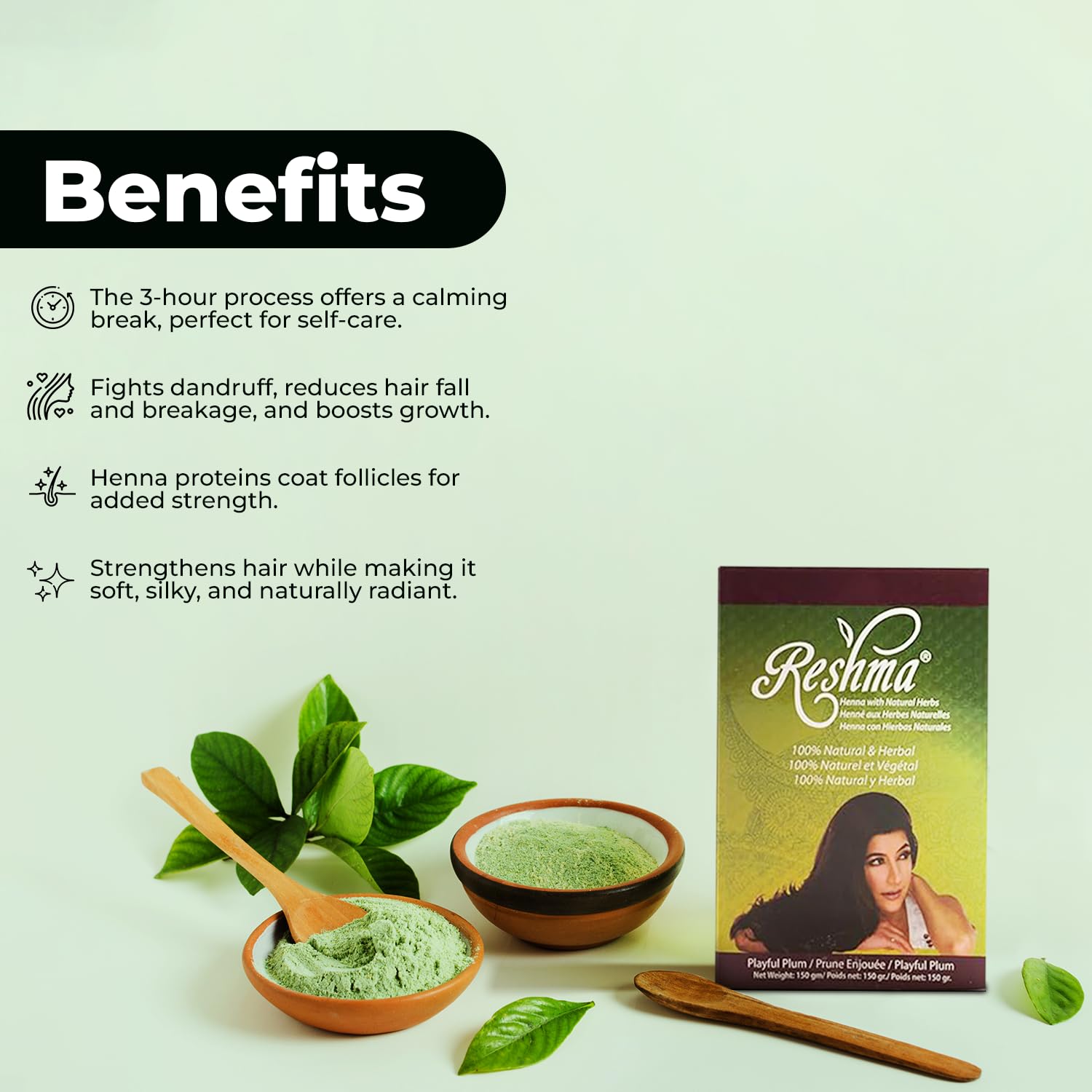 Reshma Beauty Ayurvedic Henna Hair Color Blend – Henna & Indigo with Herbal Extracts – Natural Plum/Burgundy Hair Color for Gray Blending – Heena Mehendi – 5.29 oz Each, (Pack Of 12)