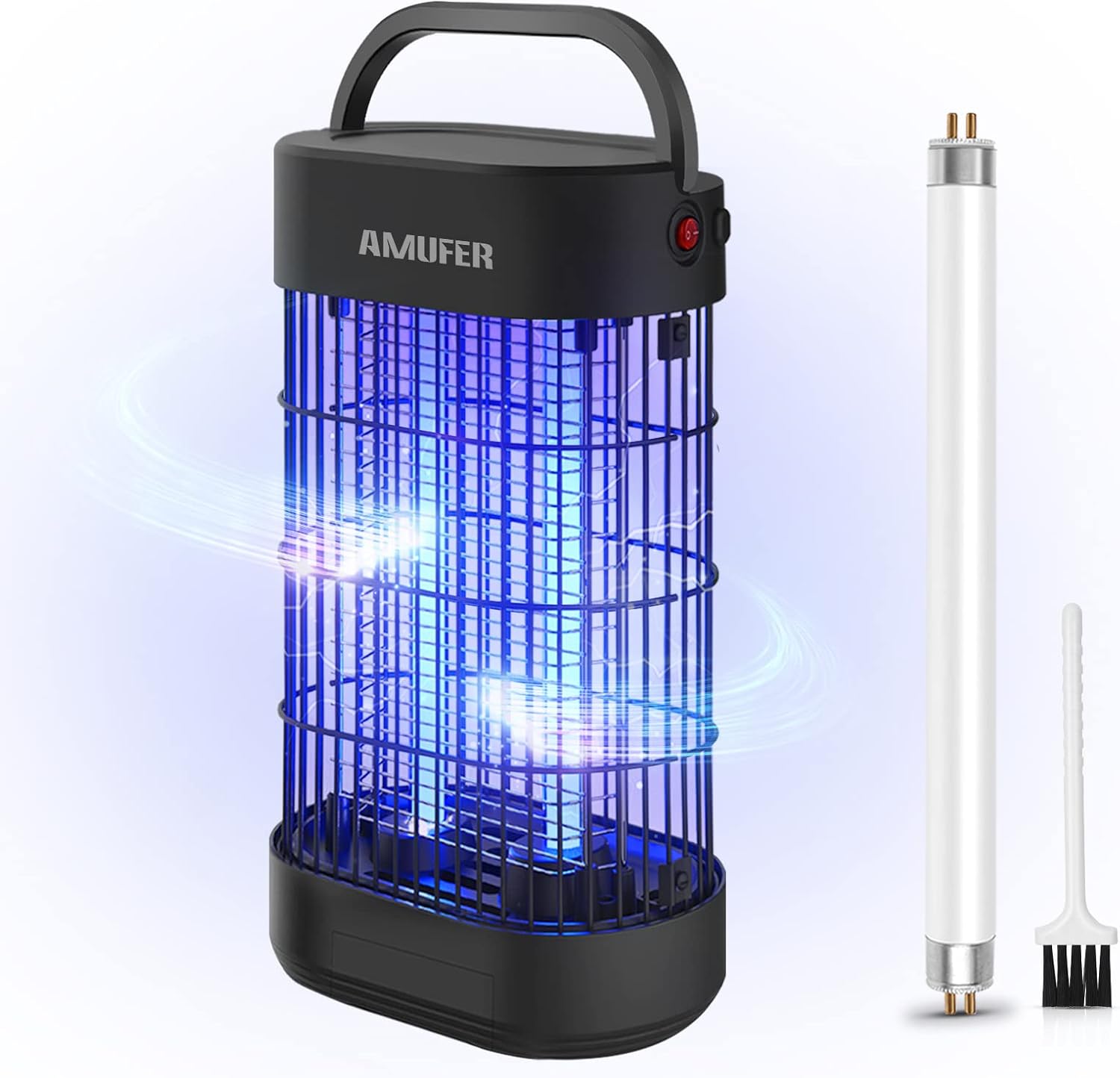 AMUFER Bug Zapper Indoor,Electric Mosquito Zapper with 16W UV Light,4000V Powerful Electric Shock Mosquito Trap, Fly Zapper(Black)