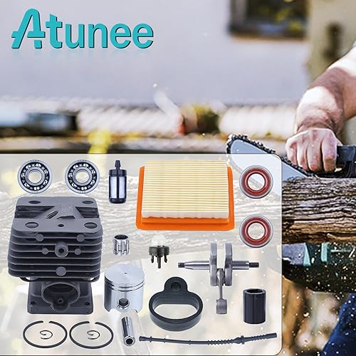 Miniatura 4 de Kit de línea de filtro de combustible de aire de pistón de cigüeñal de 1.378 in compatible con Stihl FS120 FS200 FS200R FS250 FS250R reemplazar la