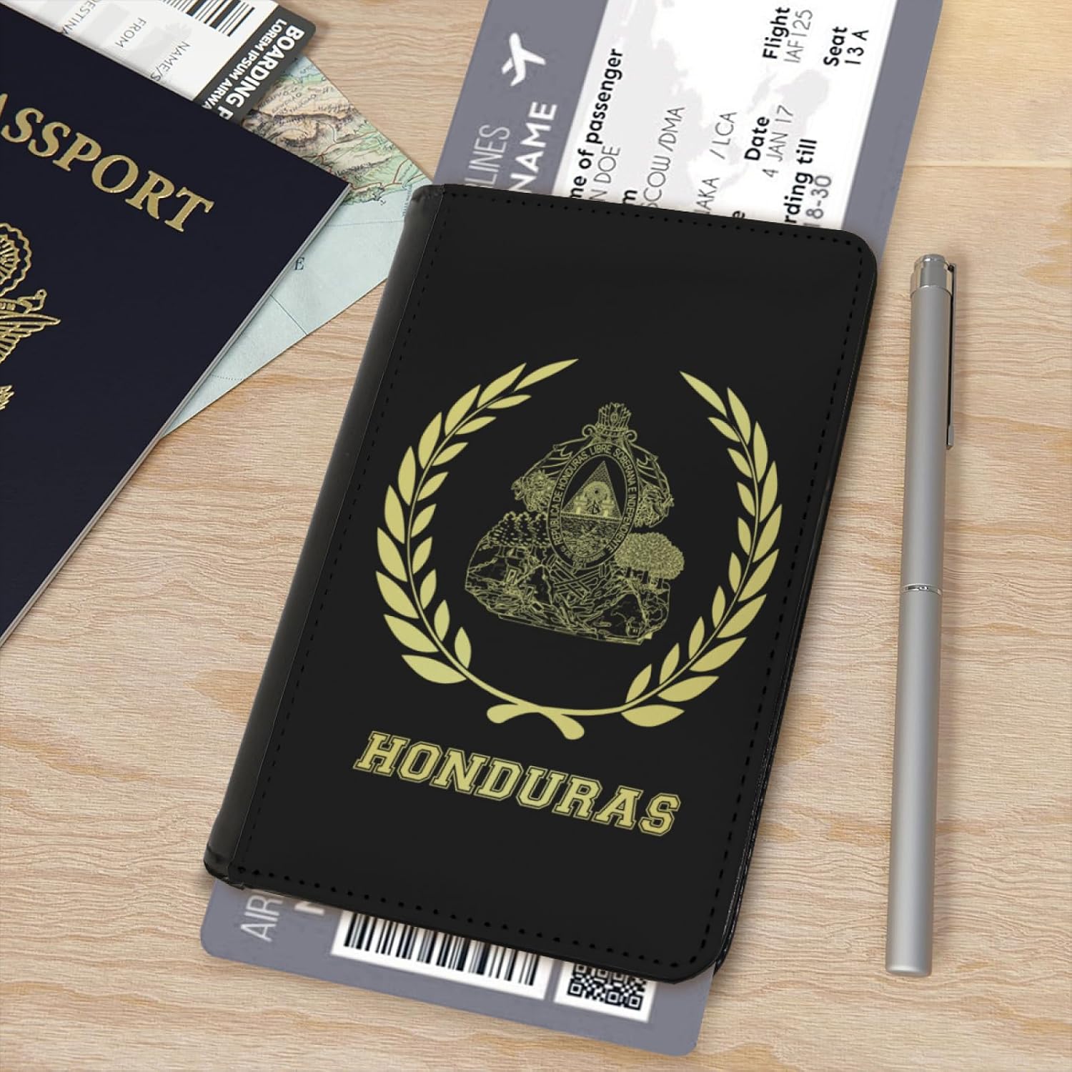 Passport Holder Cover Honduras Hondurans Flag Logo PU Leather Case Wallet Passport Book Protector for Women Men Flying Travel Fashion Gift