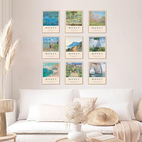 Miniatura 5 de Claude Monet impresiones artísticas de pared, 9 pósteres de lirios de agua de Claude Monet, pinturas de arte fino, pósteres de arte famoso vintage,