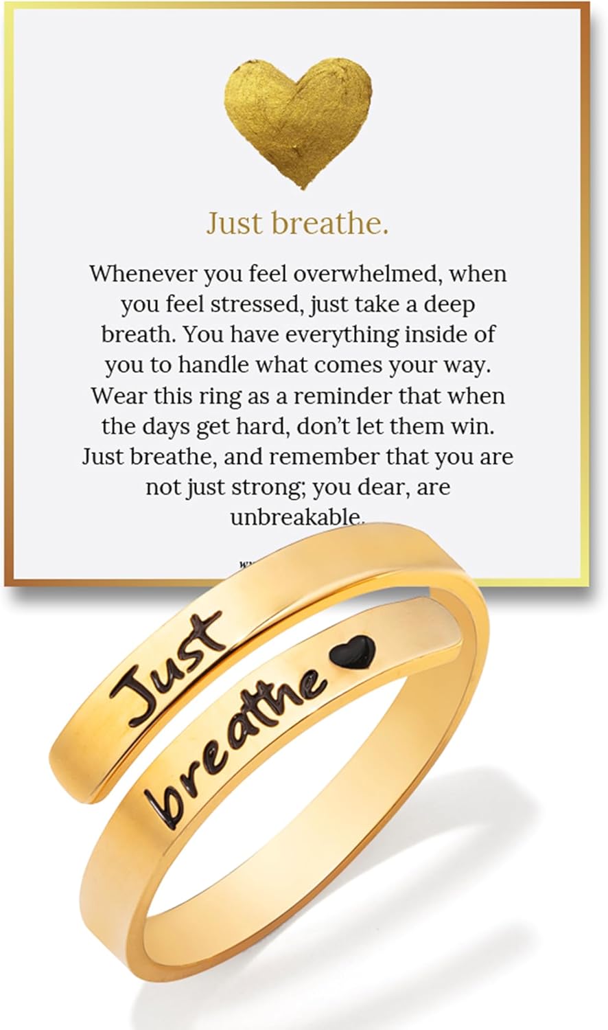 Amazon.com: Hope Rings – Just Breathe Ring (1 Pcs, Gold) – Adjustable ...