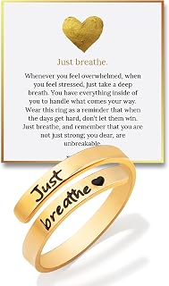 Hope Rings – Just Breathe Ring (1 Pcs, Gold) – Adjustable Tarnish-Free 304 Stainless Steel Encouragement Jewelry – Inspirational & Heartfelt Gift for Women – Grief, Loss, Emotion