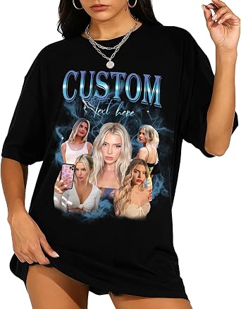 Dyoart Custom Bootleg Rap Tee Shirt for Boyfriend Girlfriend, Personalized Face Vintage Graphic Tee, Customized Gifts Couples
