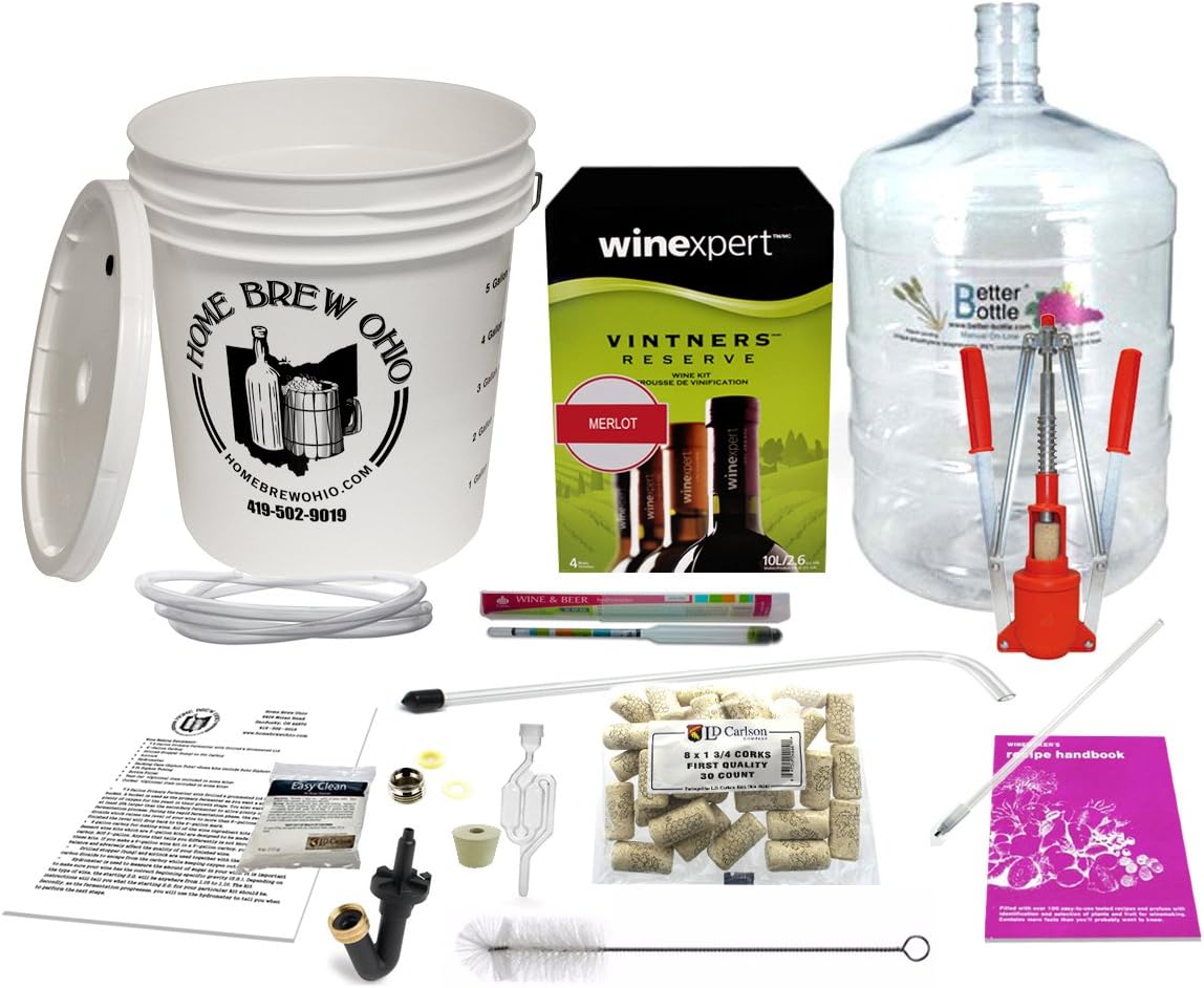 Wine Making Equipment Kit with Merlot Ingredient Kit